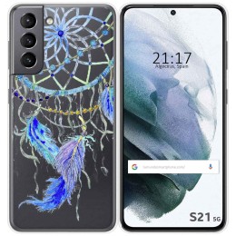 Funda Gel Transparente para Samsung Galaxy S21 5G diseño Plumas Dibujos