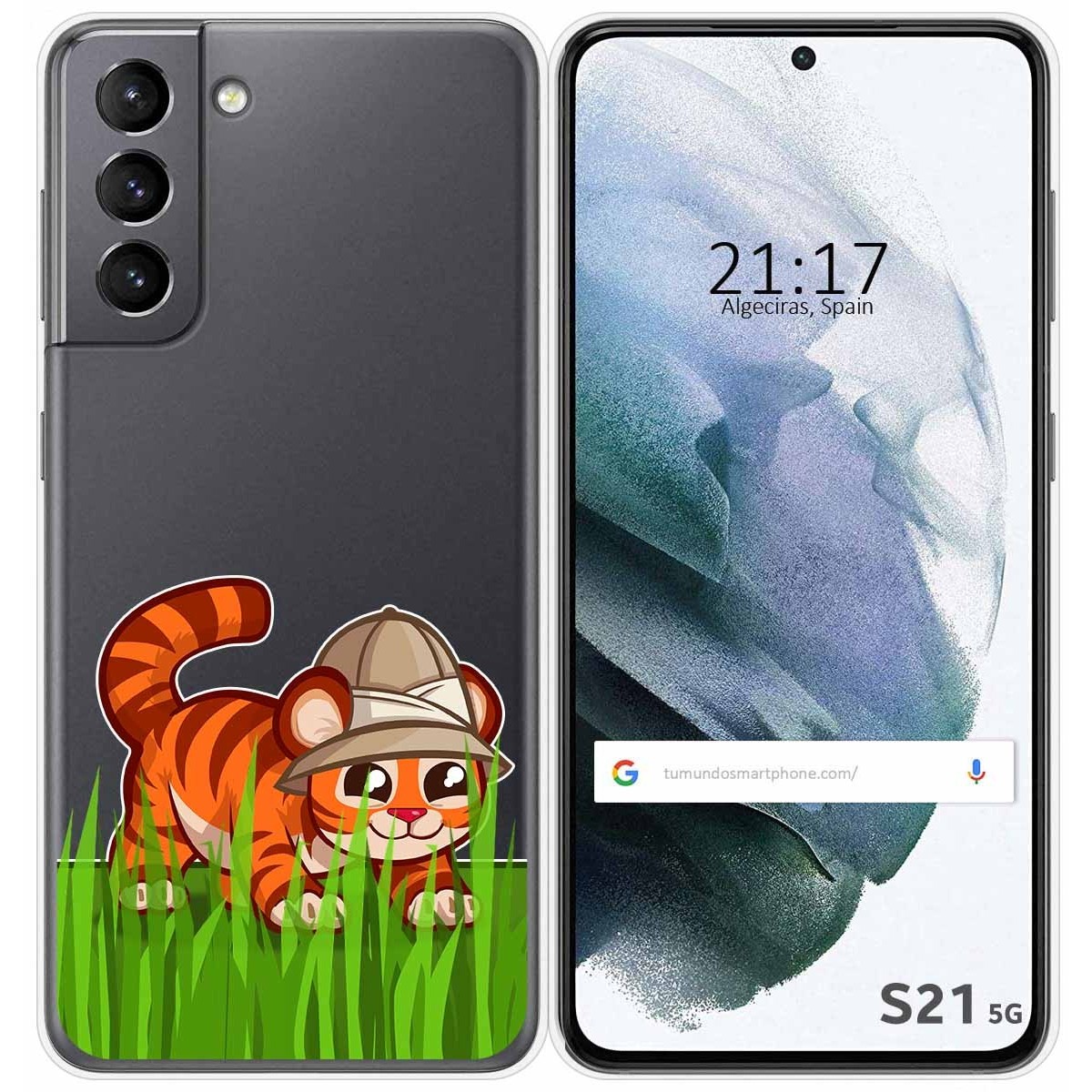 Funda Gel Transparente para Samsung Galaxy S21 5G diseño Tigre Dibujos