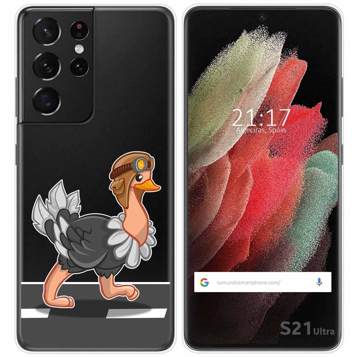 Funda Gel Transparente para Samsung Galaxy S21 Ultra 5G diseño Avestruz Dibujos