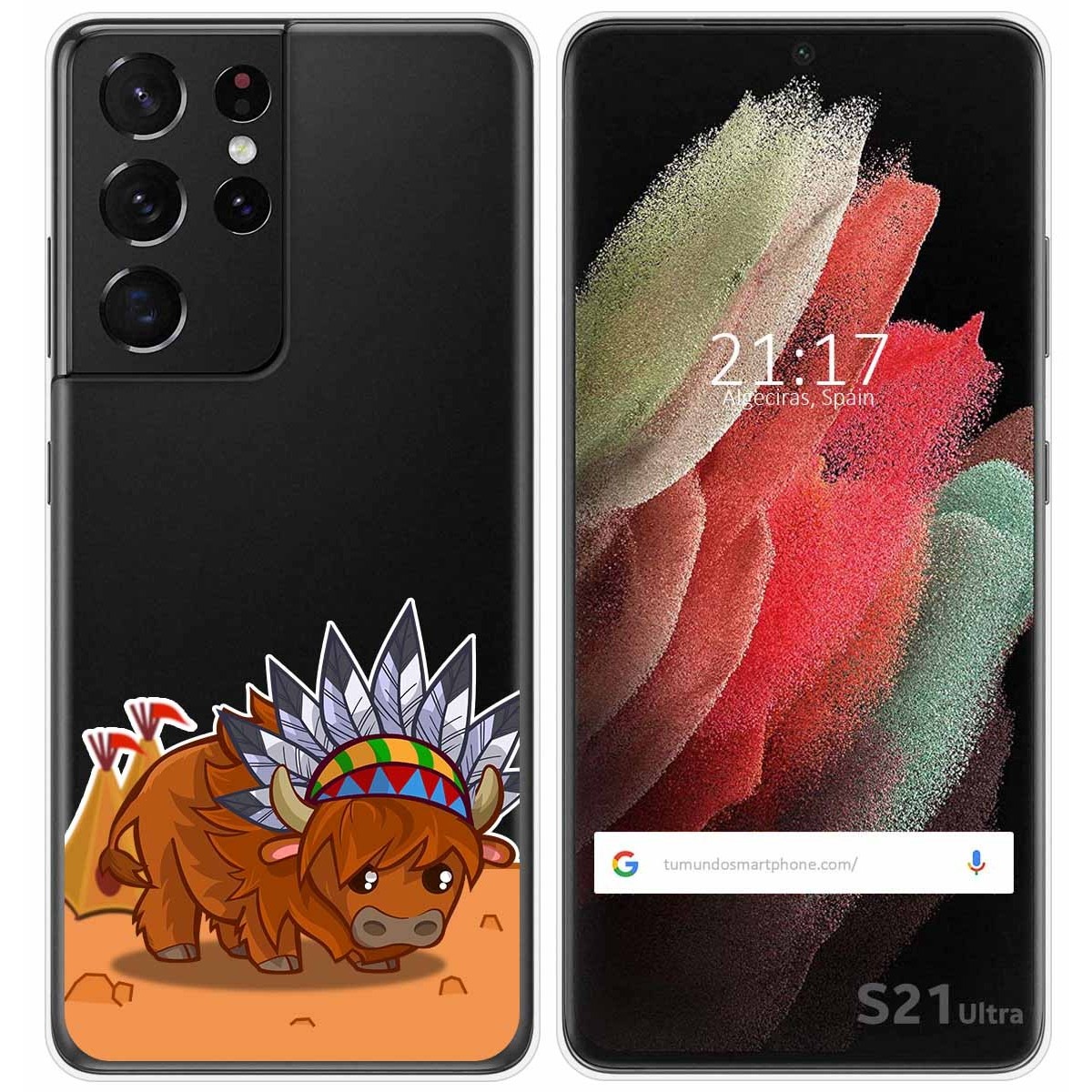 Funda Gel Transparente para Samsung Galaxy S21 Ultra 5G diseño Bufalo Dibujos