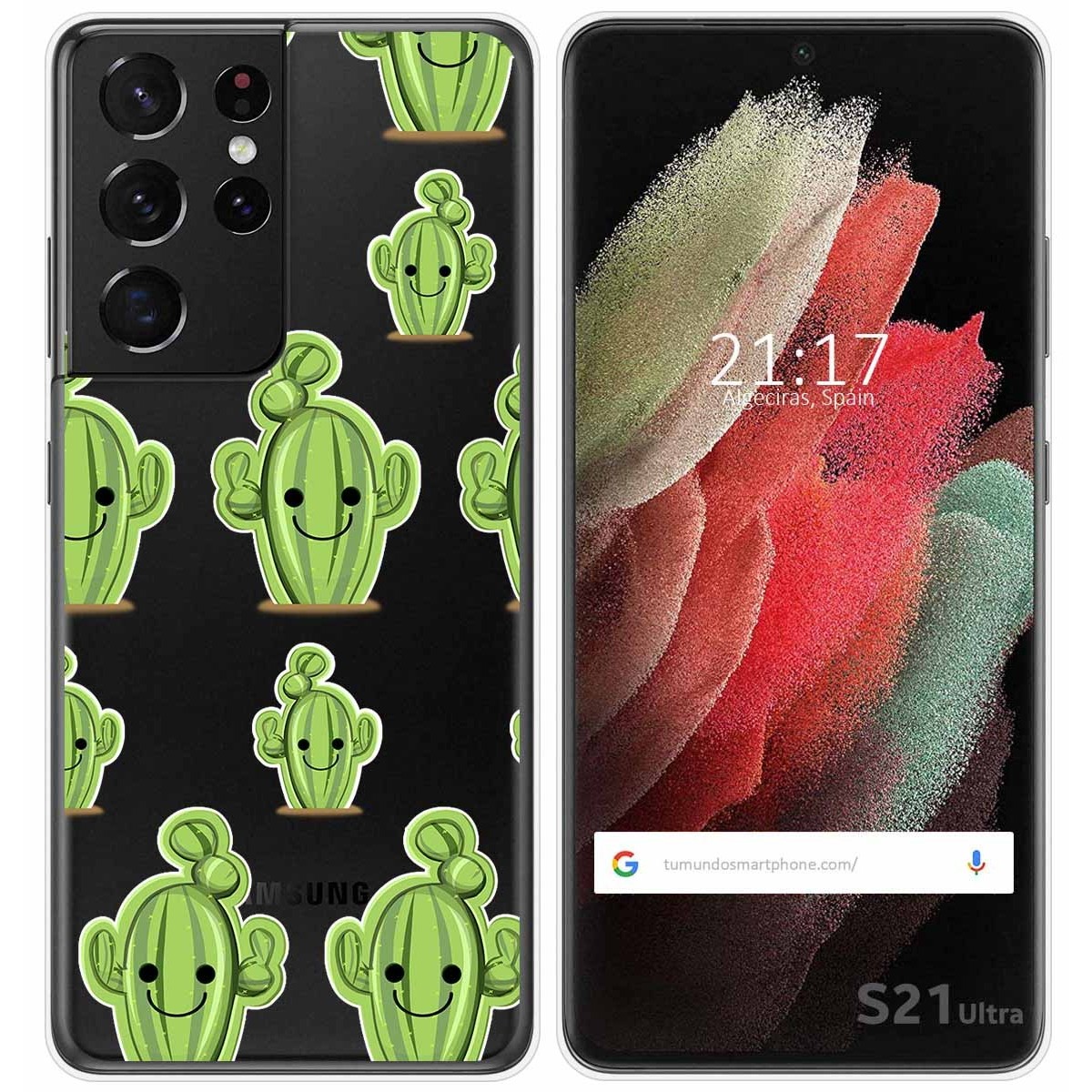 Funda Gel Transparente para Samsung Galaxy S21 Ultra 5G diseño Cactus Dibujos