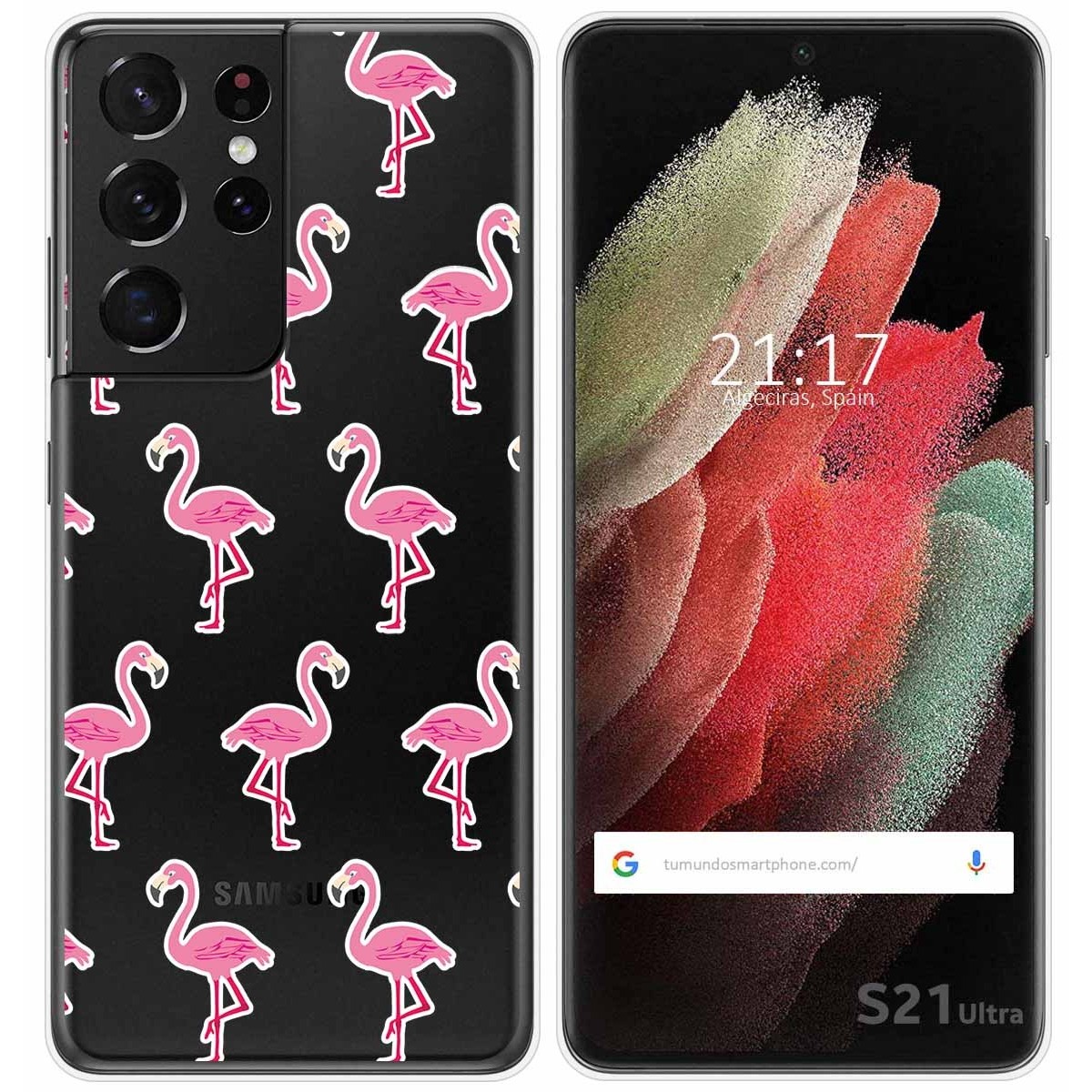 Funda Gel Transparente para Samsung Galaxy S21 Ultra 5G diseño Flamenco Dibujos