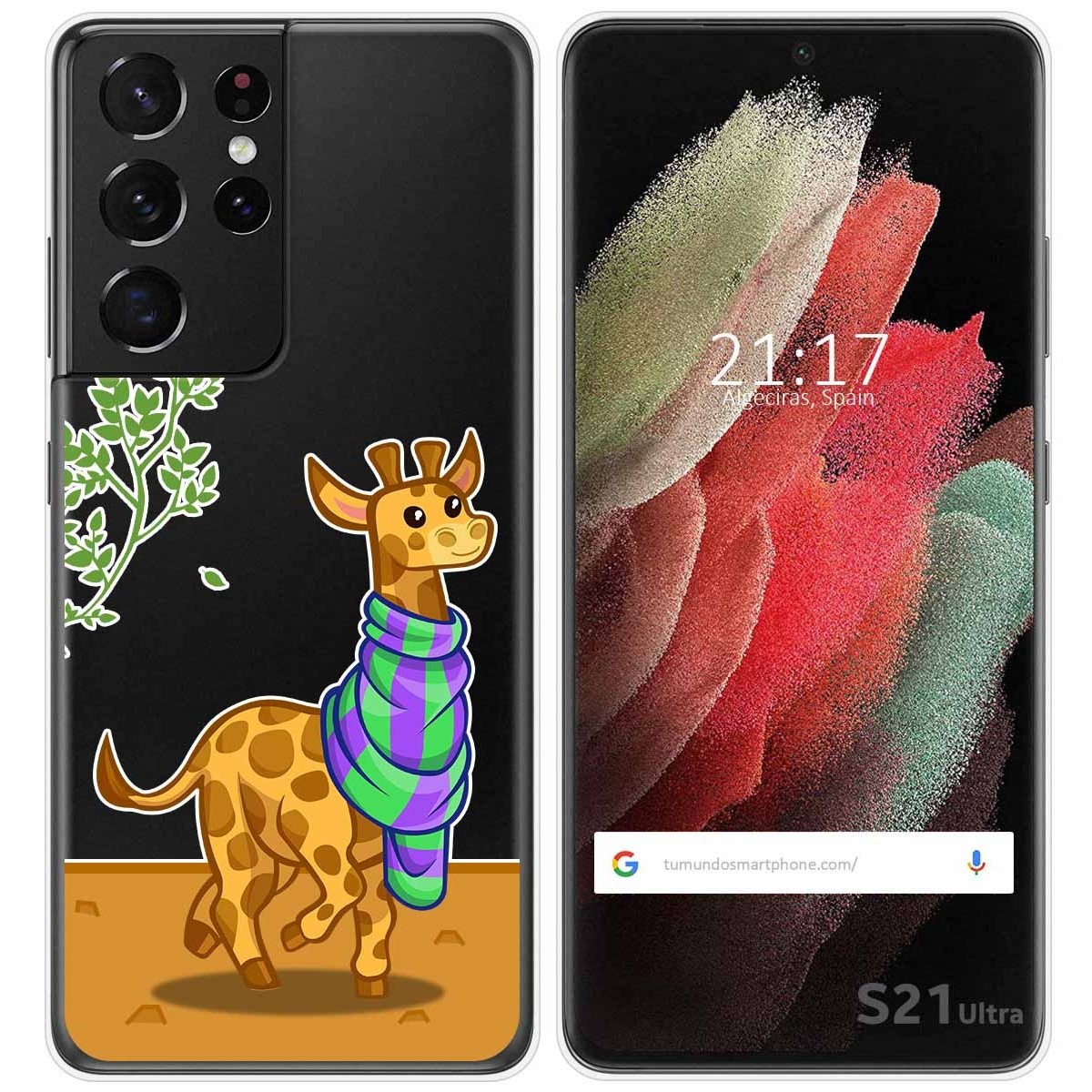 Funda Gel Transparente para Samsung Galaxy S21 Ultra 5G diseño Jirafa Dibujos