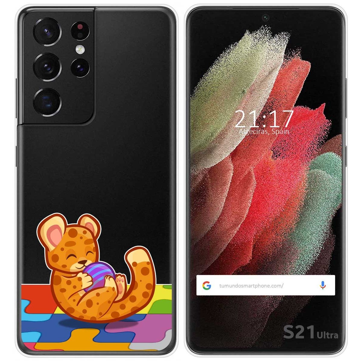 Funda Gel Transparente para Samsung Galaxy S21 Ultra 5G diseño Leopardo Dibujos