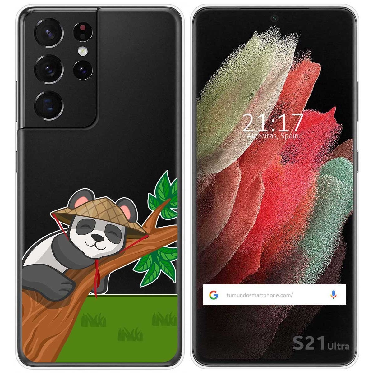 Funda Gel Transparente para Samsung Galaxy S21 Ultra 5G diseño Panda Dibujos