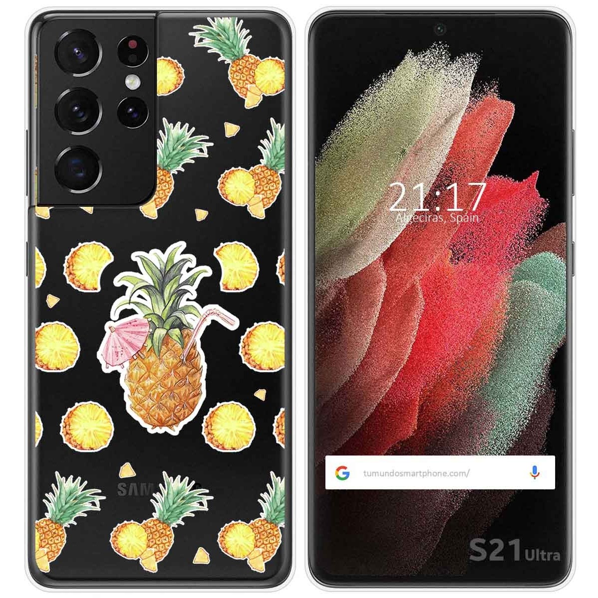 Funda Gel Transparente para Samsung Galaxy S21 Ultra 5G diseño Piña Dibujos