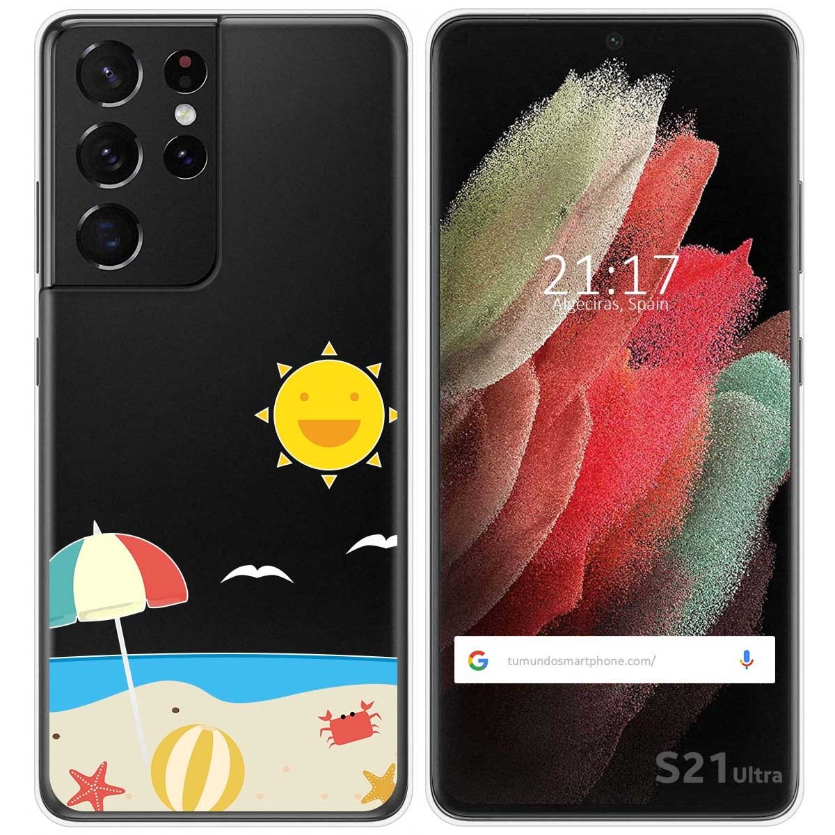 Funda Gel Transparente para Samsung Galaxy S21 Ultra 5G diseño Playa Dibujos