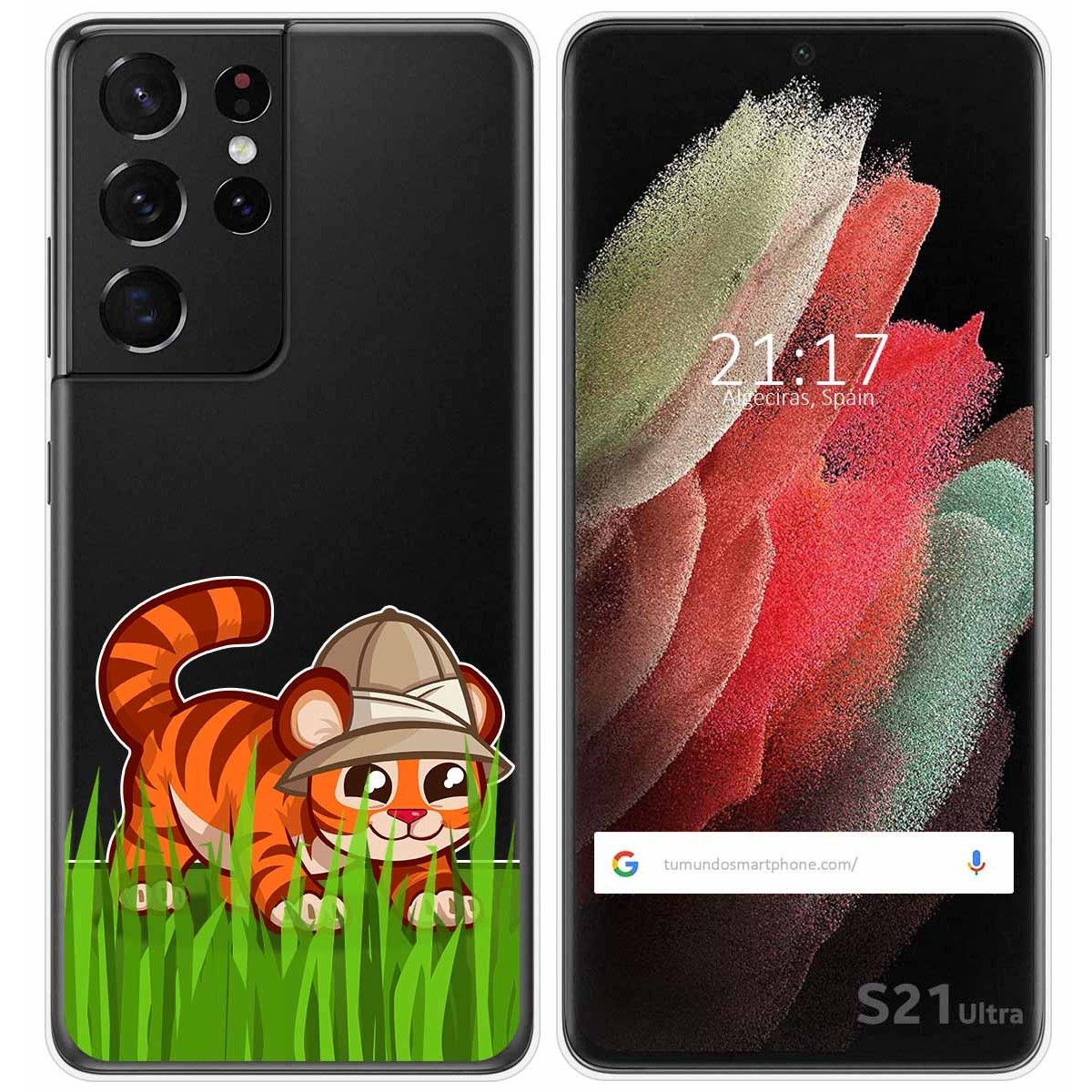 Funda Gel Transparente para Samsung Galaxy S21 Ultra 5G diseño Tigre Dibujos