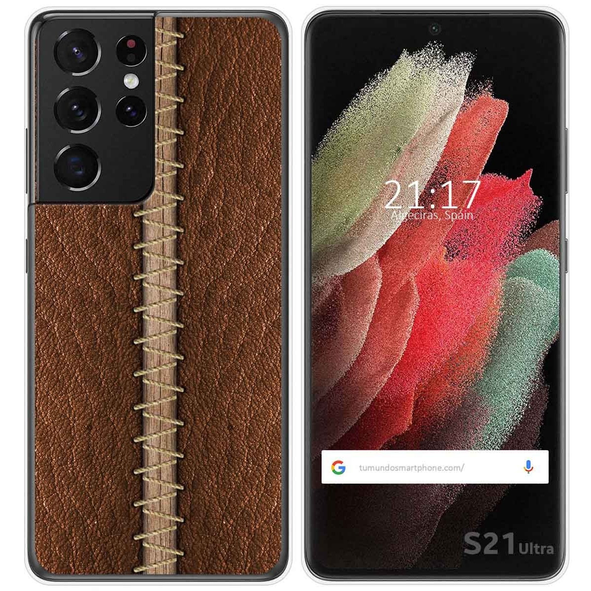 Funda Gel Tpu para Samsung Galaxy S21 Ultra 5G diseño Cuero 01 Dibujos