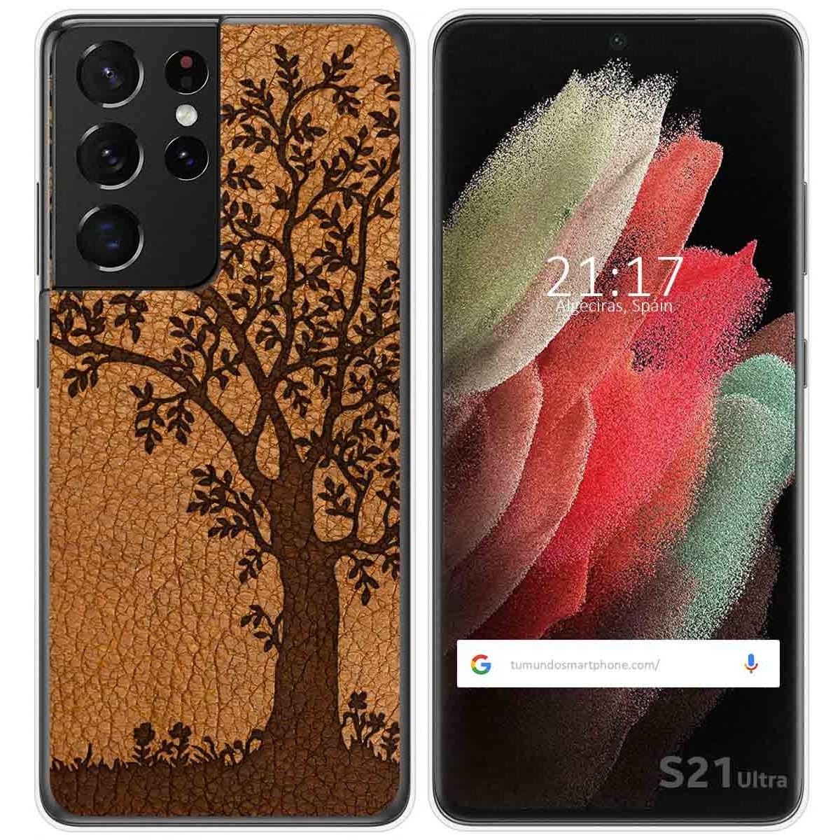 Funda Gel Tpu para Samsung Galaxy S21 Ultra 5G diseño Cuero 03 Dibujos