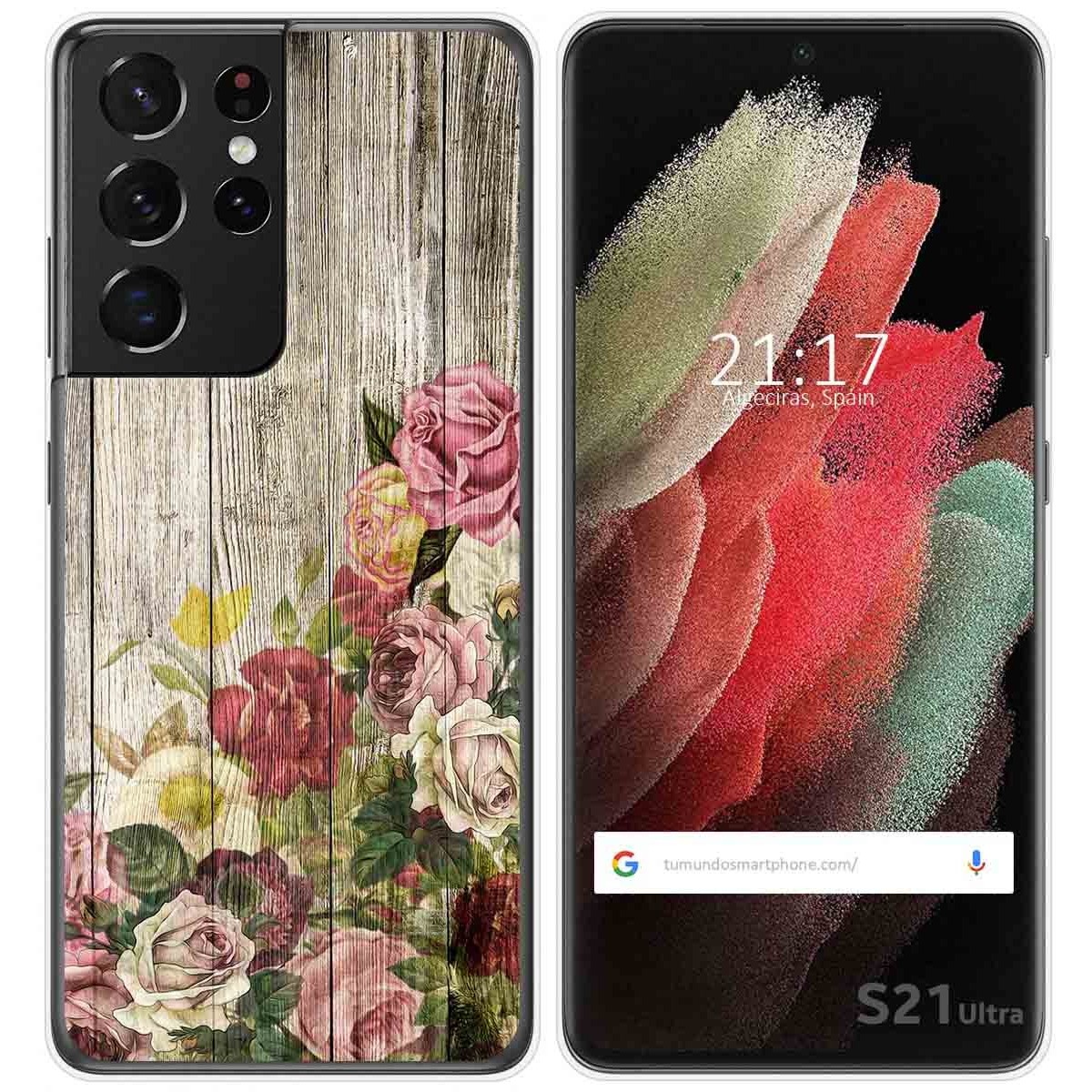 Funda Gel Tpu para Samsung Galaxy S21 Ultra 5G diseño Madera 08 Dibujos