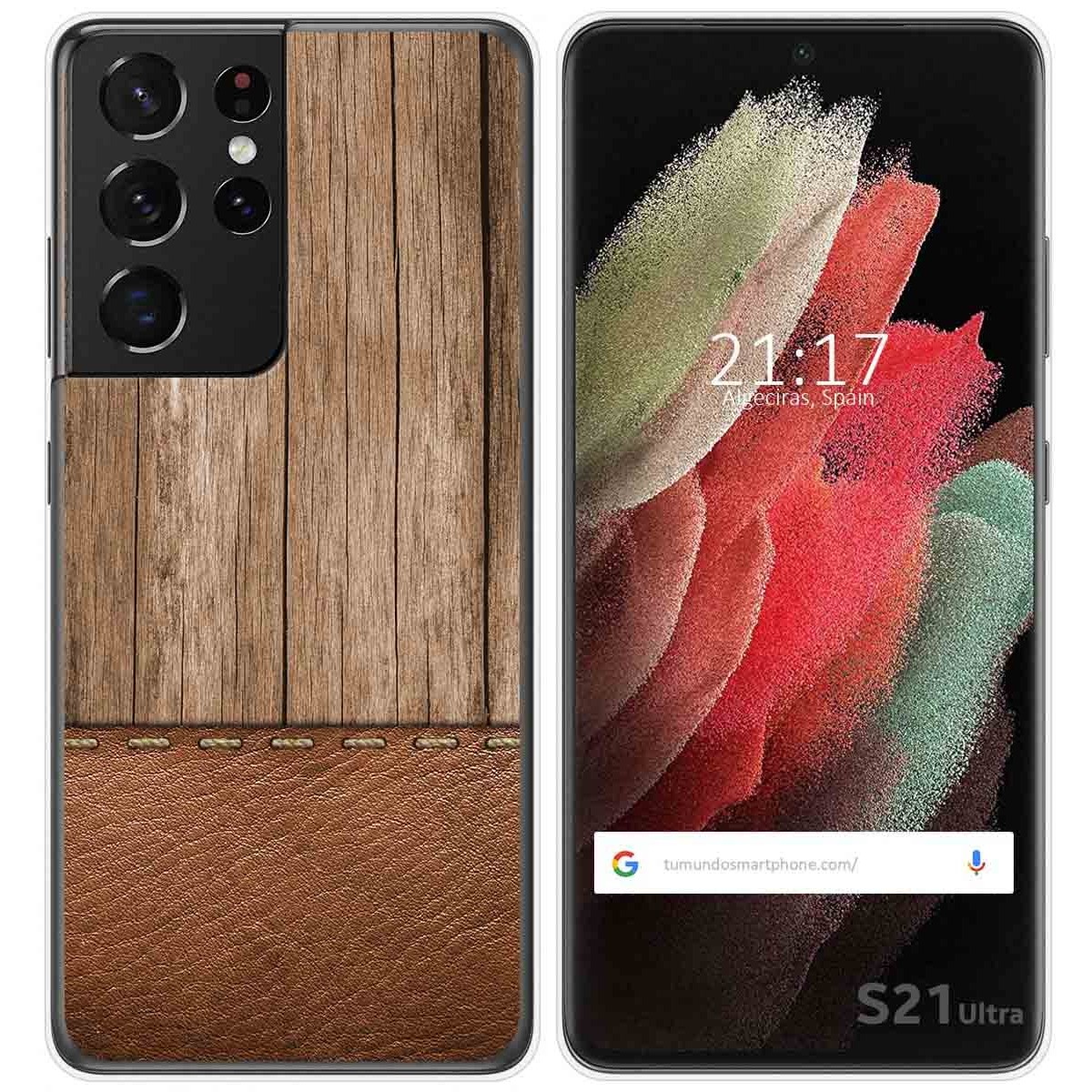 Funda Gel Tpu para Samsung Galaxy S21 Ultra 5G diseño Madera 09 Dibujos