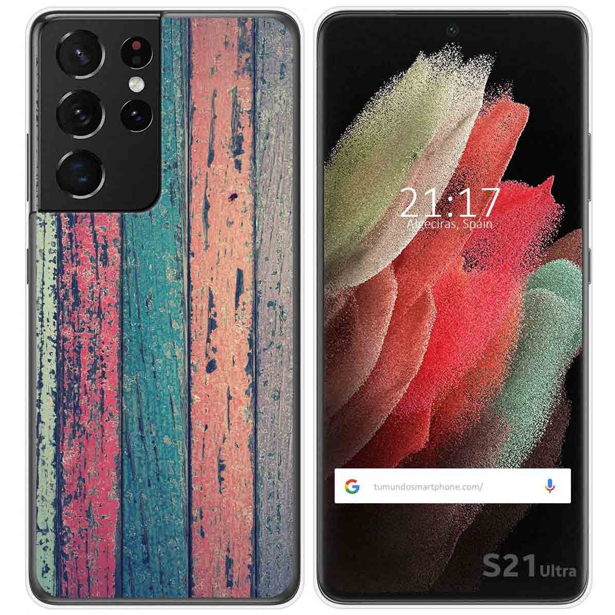 Funda Gel Tpu para Samsung Galaxy S21 Ultra 5G diseño Madera 10 Dibujos