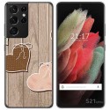 Funda Gel Tpu para Samsung Galaxy S21 Ultra 5G diseño Corazones Madera Dibujos