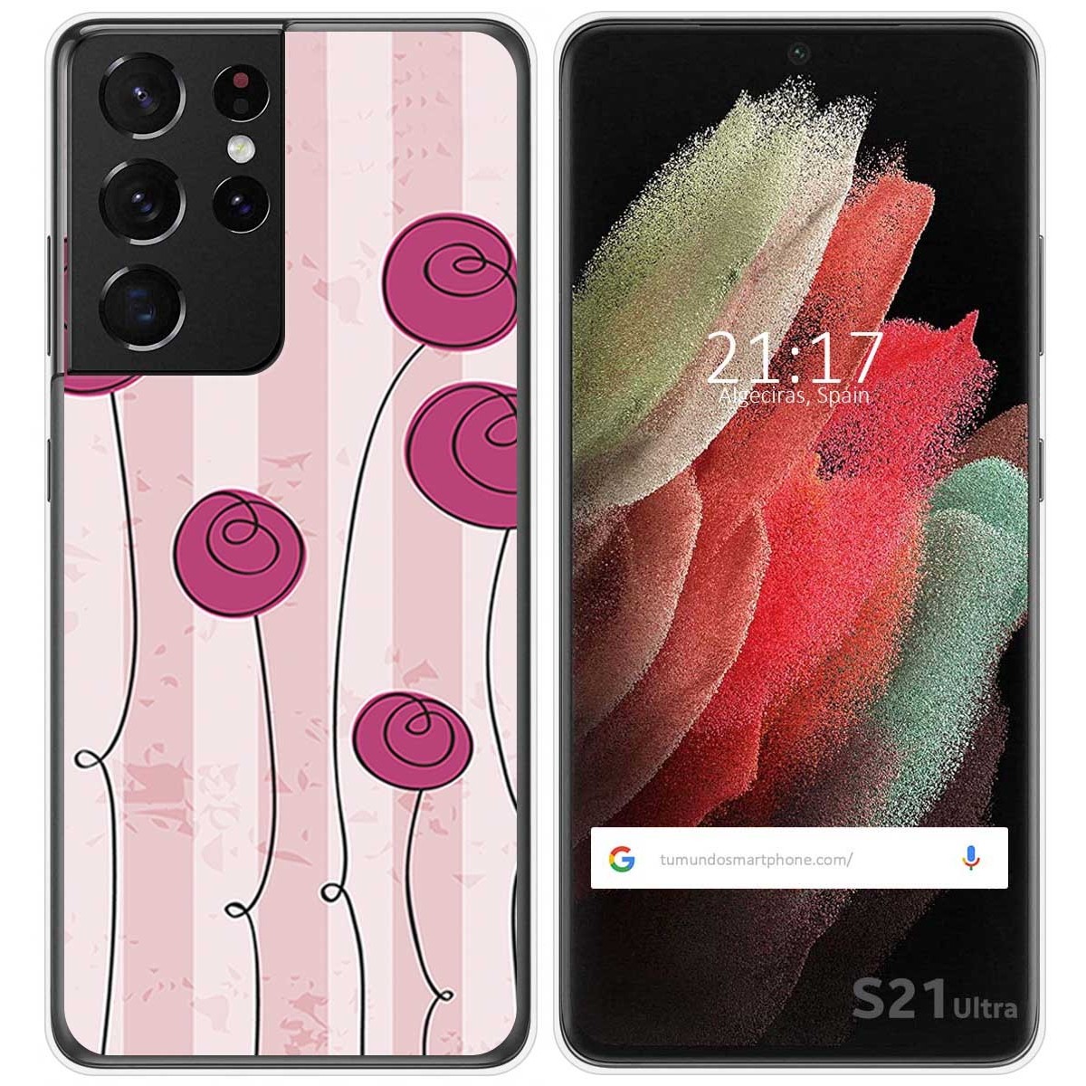Funda Gel Tpu para Samsung Galaxy S21 Ultra 5G diseño Flores Vintage Dibujos