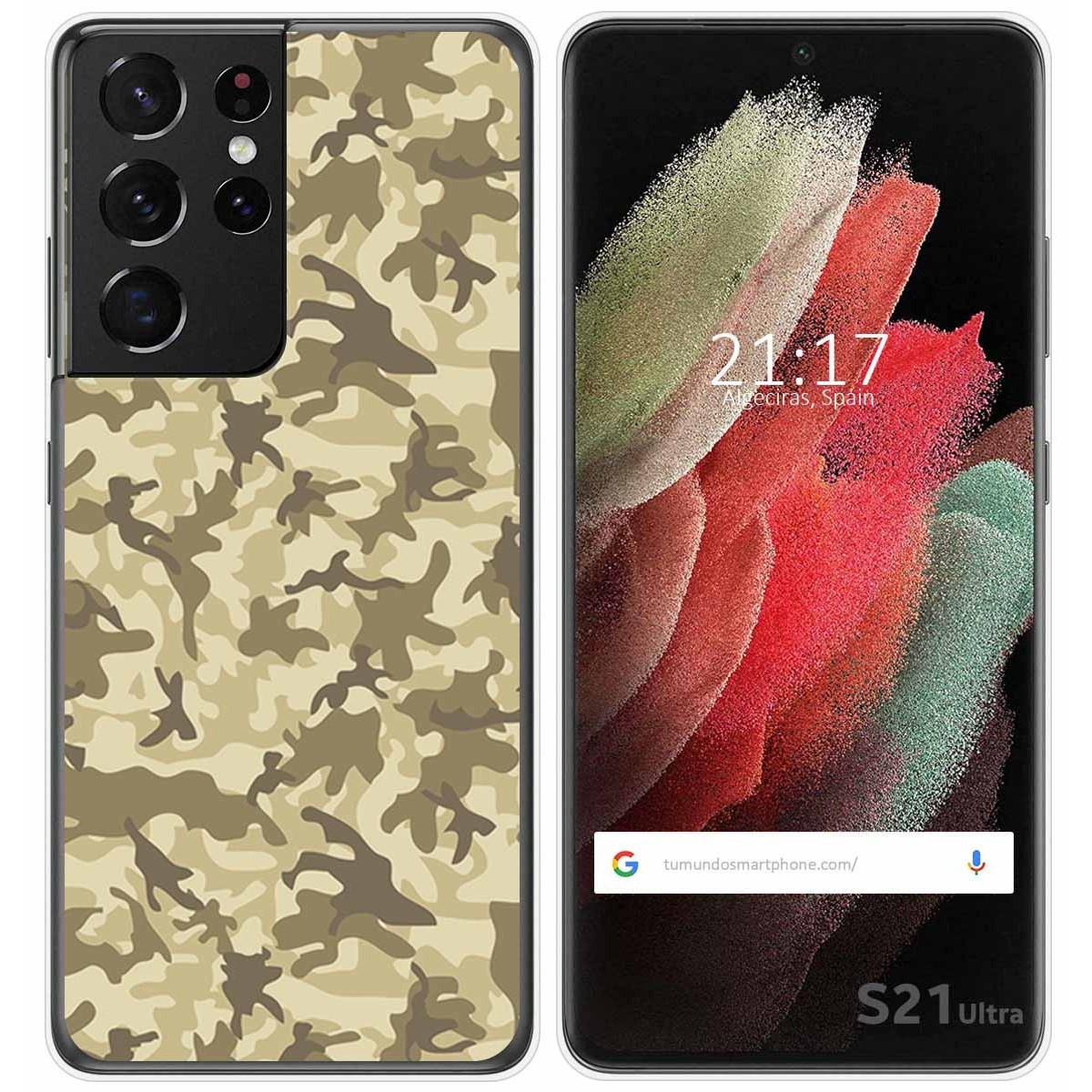 Funda Gel Tpu para Samsung Galaxy S21 Ultra 5G diseño Sand Camuflaje Dibujos