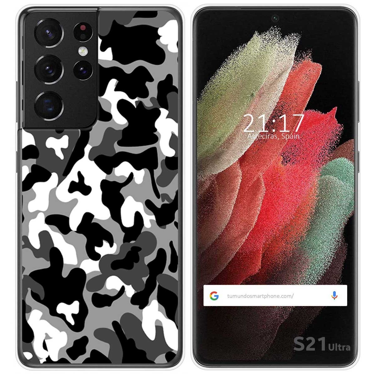 Funda Gel Tpu para Samsung Galaxy S21 Ultra 5G diseño Snow Camuflaje Dibujos