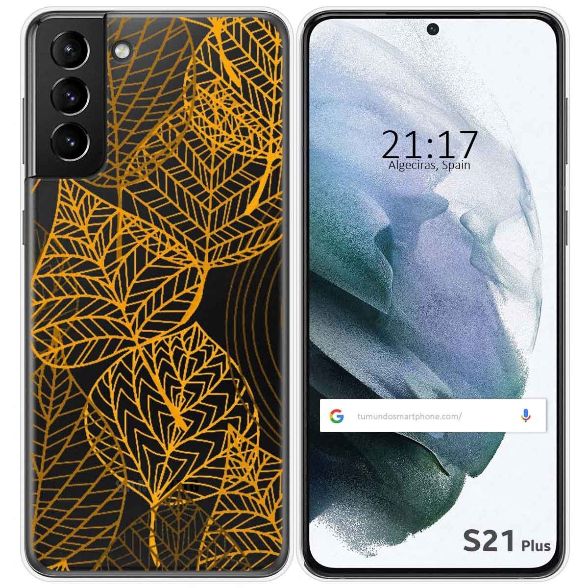 Funda Gel Transparente para Samsung Galaxy S21+ Plus 5G diseño Hojas Dibujos