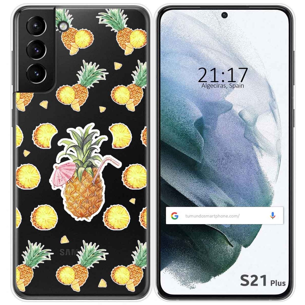 Funda Gel Transparente para Samsung Galaxy S21+ Plus 5G diseño Piña Dibujos