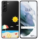 Funda Gel Transparente para Samsung Galaxy S21+ Plus 5G diseño Playa Dibujos