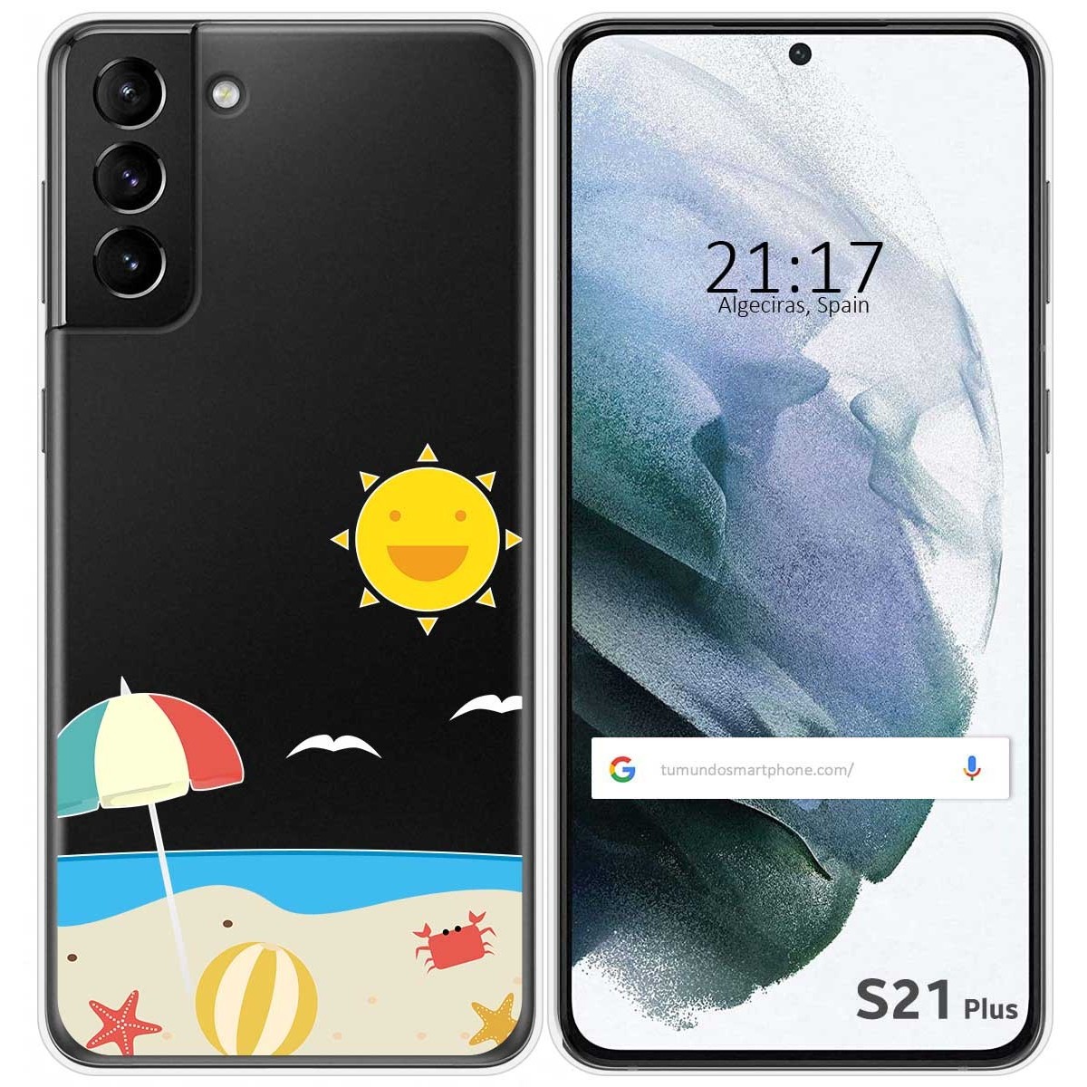 Funda Gel Transparente para Samsung Galaxy S21+ Plus 5G diseño Playa Dibujos