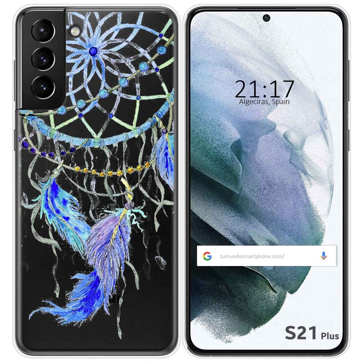 Funda Gel Transparente para Samsung Galaxy S21+ Plus 5G diseño Plumas Dibujos