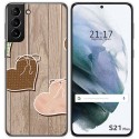 Funda Gel Tpu para Samsung Galaxy S21+ Plus 5G diseño Corazones Madera Dibujos