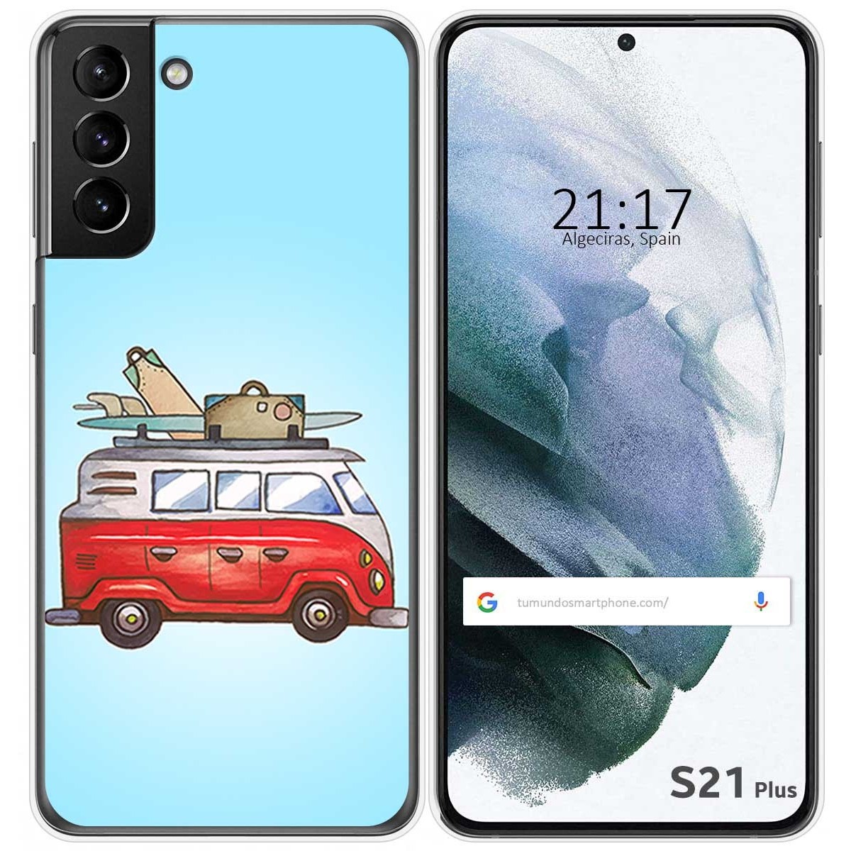 Funda Gel Tpu para Samsung Galaxy S21+ Plus 5G diseño Furgoneta Dibujos