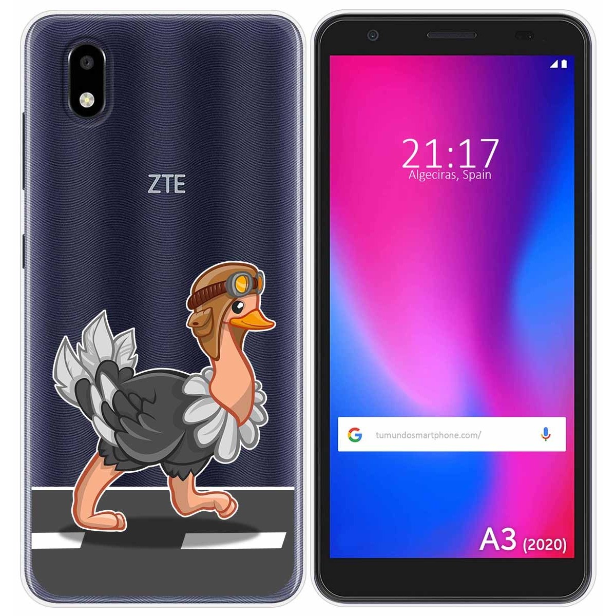 Funda Gel Transparente para ZTE Blade A3 2020 diseño Avestruz Dibujos