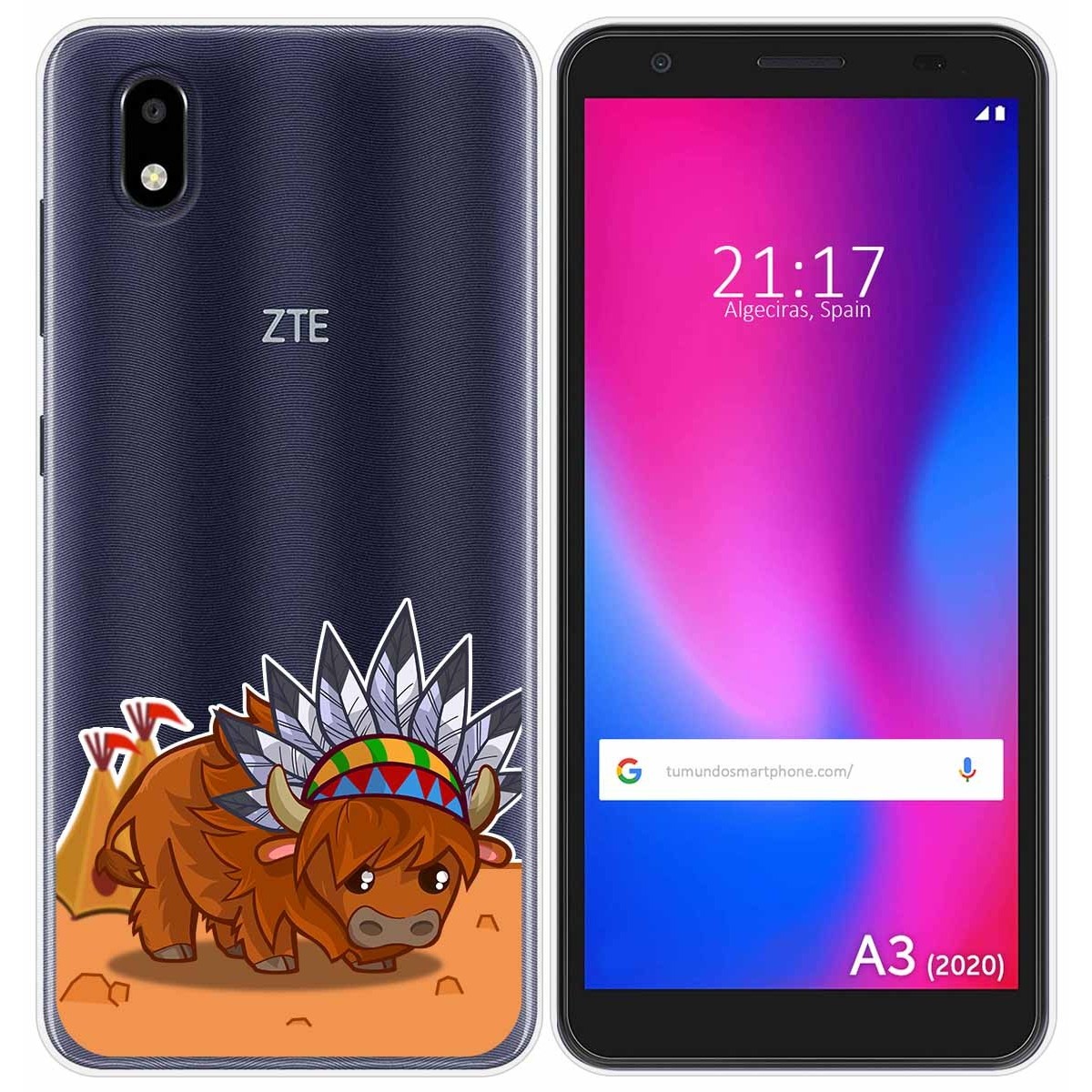 Funda Gel Transparente para ZTE Blade A3 2020 diseño Bufalo Dibujos