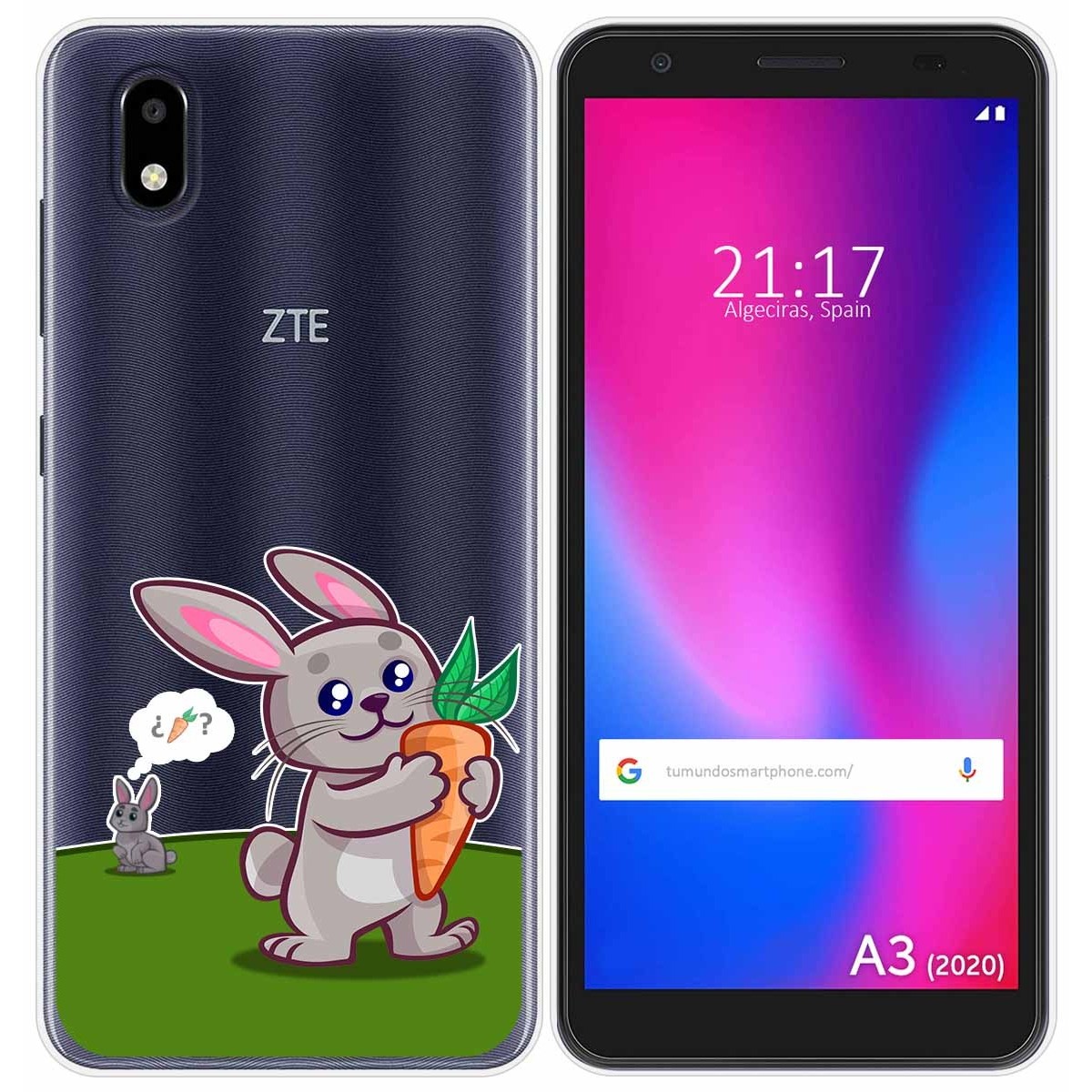 Funda Gel Transparente para ZTE Blade A3 2020 diseño Conejo Dibujos