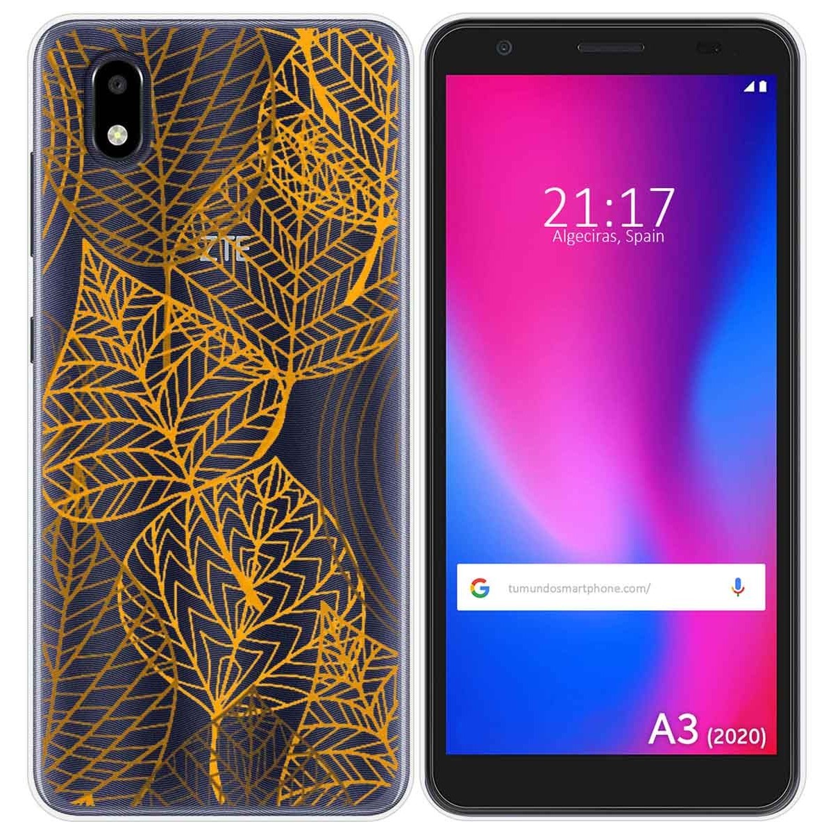 Funda Gel Transparente para ZTE Blade A3 2020 diseño Hojas Dibujos
