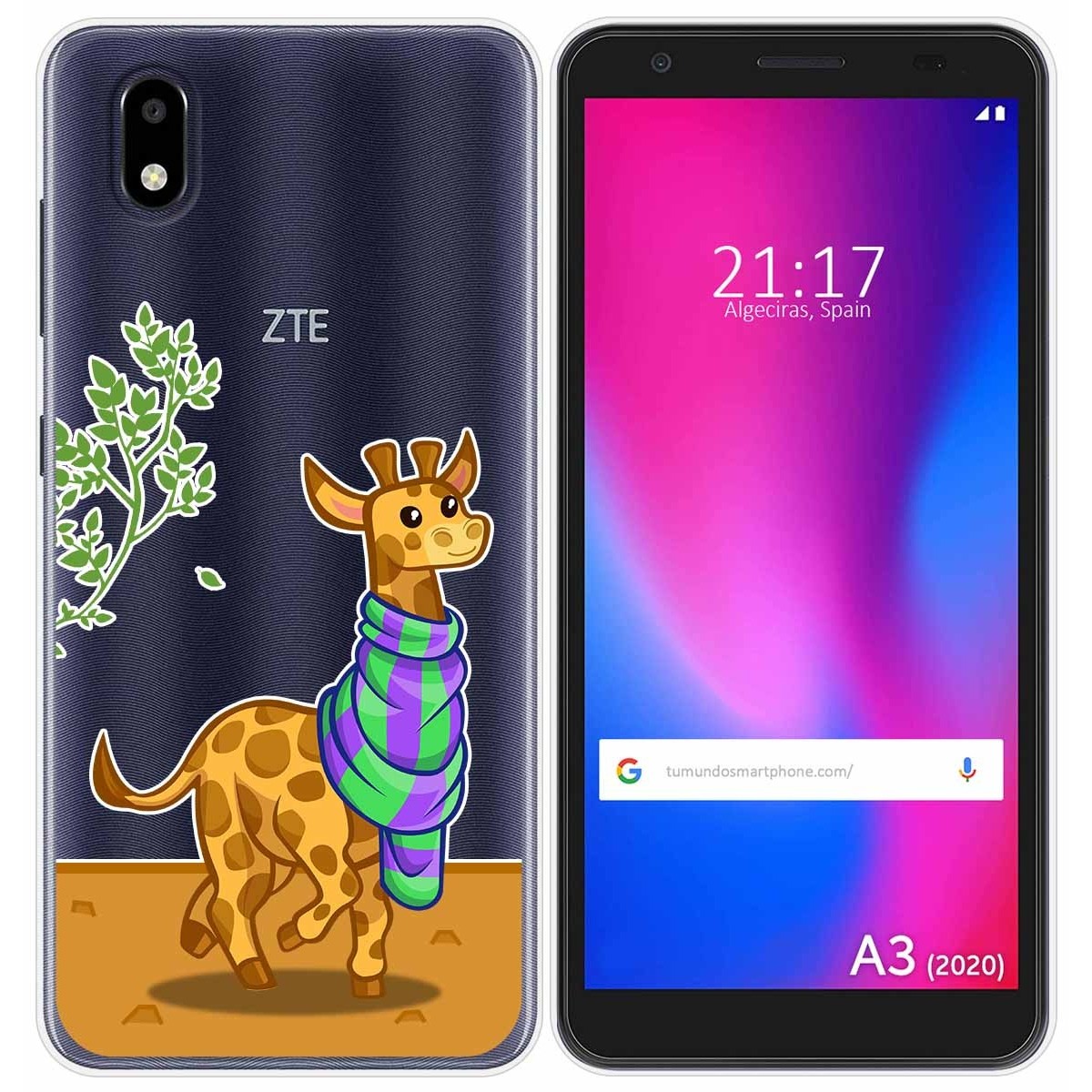 Funda Gel Transparente para ZTE Blade A3 2020 diseño Jirafa Dibujos