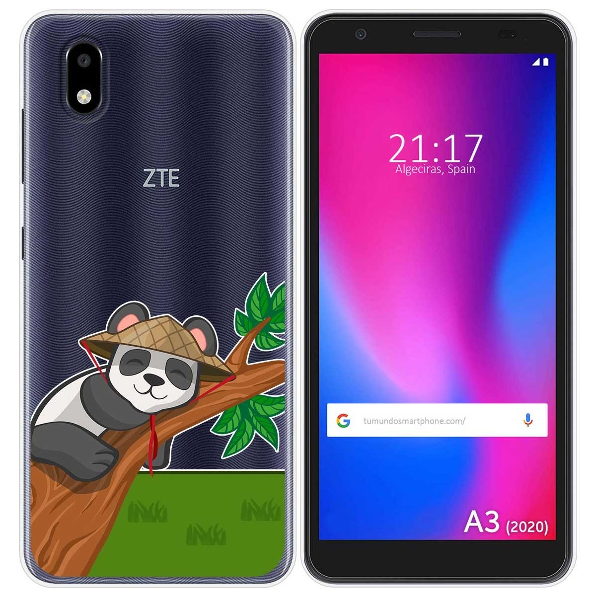 Funda Gel Transparente para ZTE Blade A3 2020 diseño Panda Dibujos