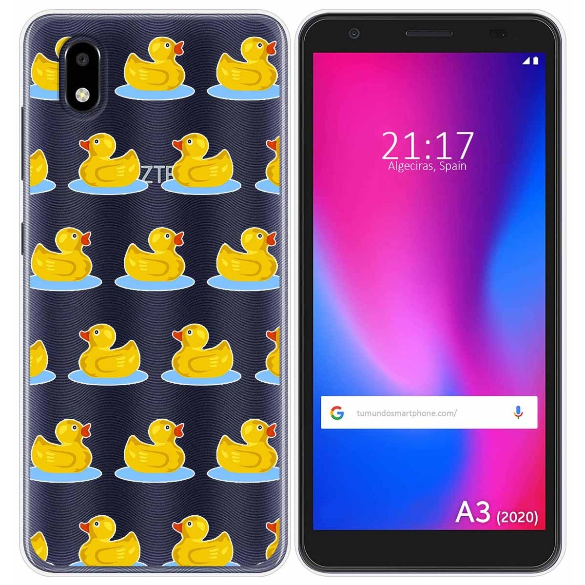 Funda Gel Transparente para ZTE Blade A3 2020 diseño Pato Dibujos