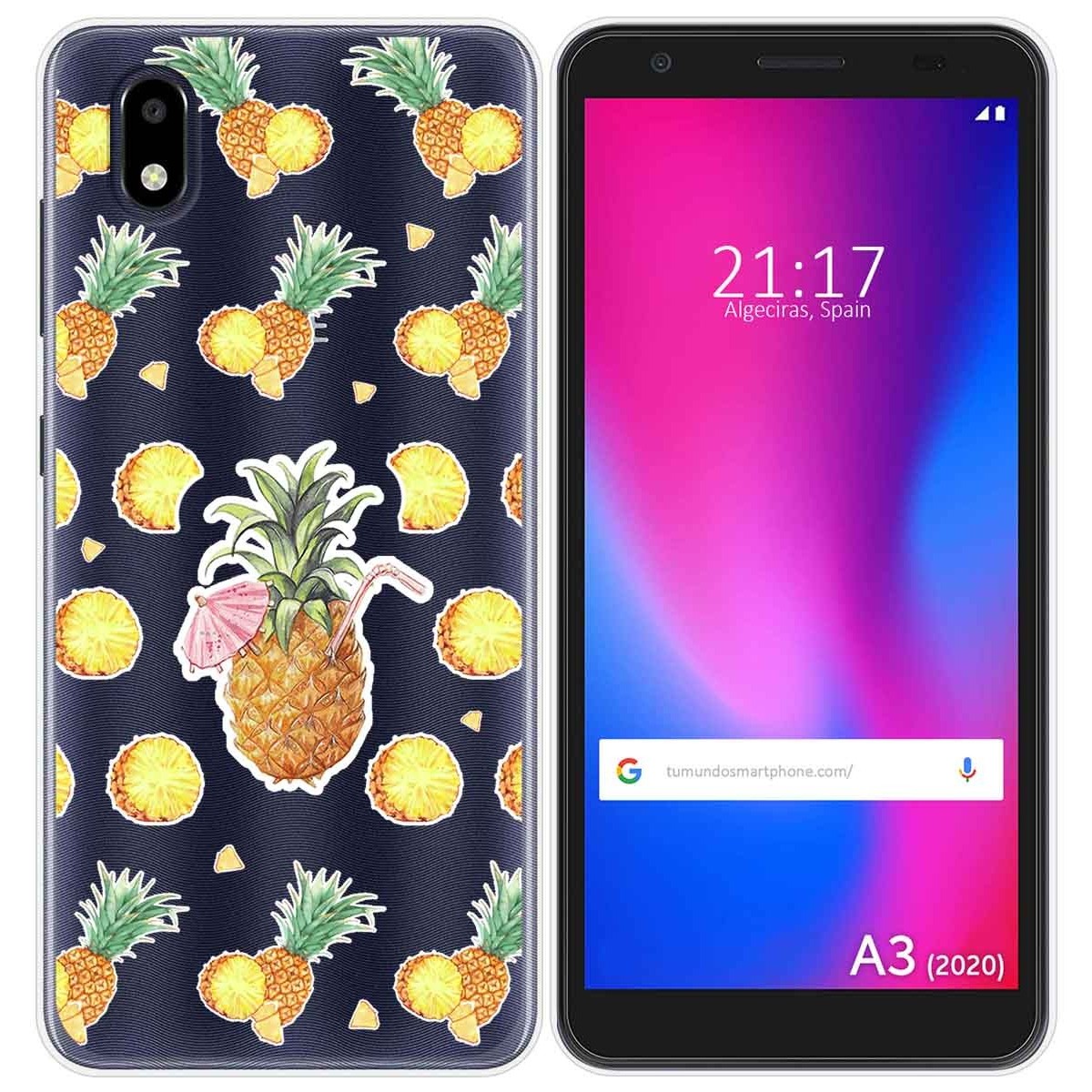 Funda Gel Transparente para ZTE Blade A3 2020 diseño Piña Dibujos