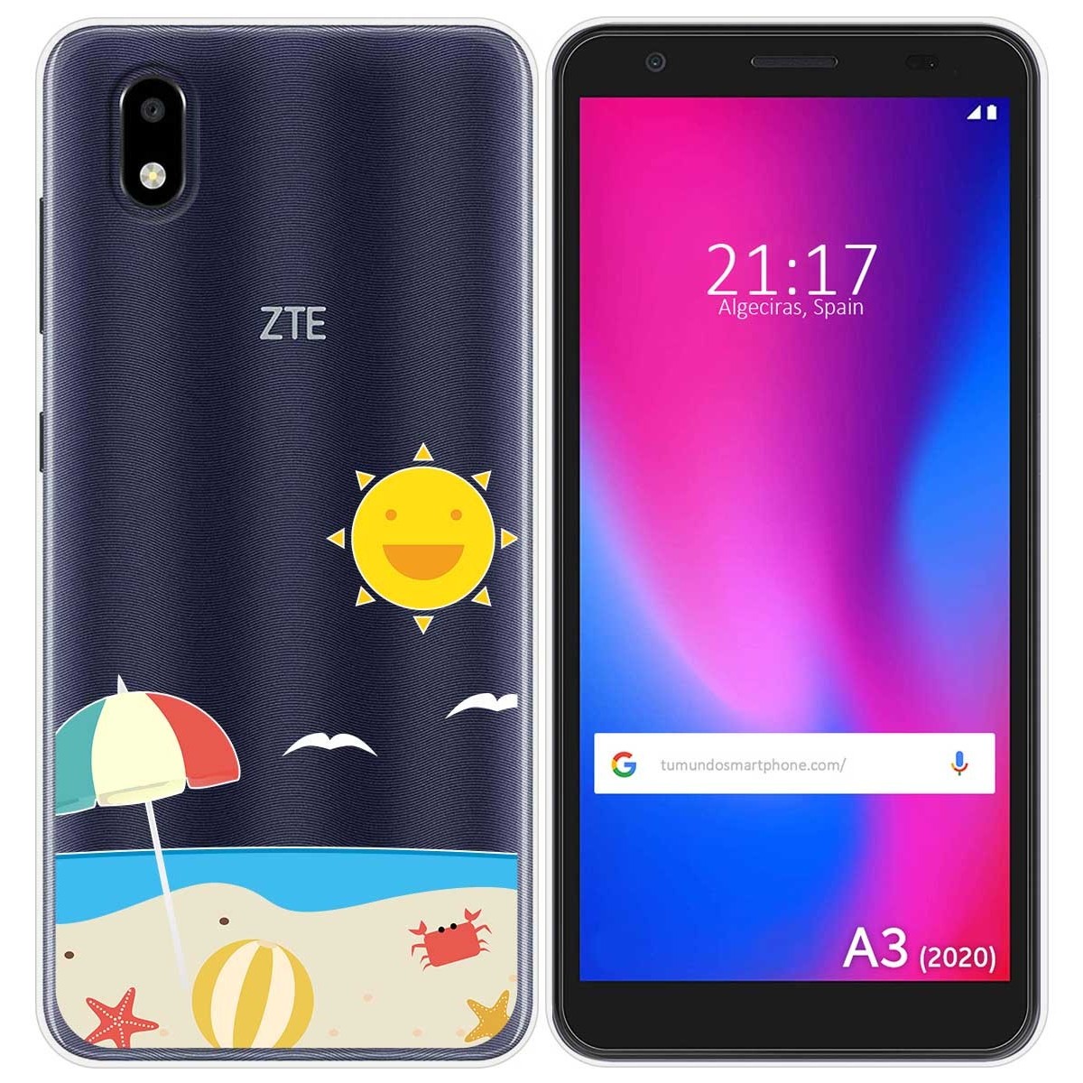 Funda Gel Transparente para ZTE Blade A3 2020 diseño Playa Dibujos
