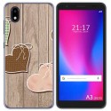 Funda Gel Tpu para ZTE Blade A3 2020 diseño Corazones Madera Dibujos