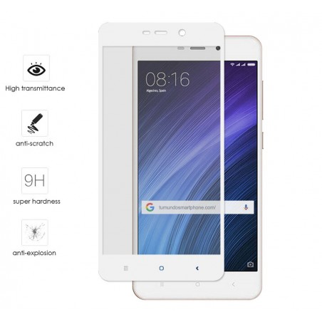 Protector Cristal Templado Frontal Completo Blanco  para Xiaomi Redmi 4A Vidrio