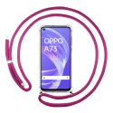 Funda Colgante Transparente para Oppo A73 5G con Cordon Rosa Fucsia