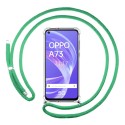 Funda Colgante Transparente para Oppo A73 5G con Cordon Verde Agua