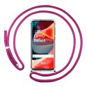 Funda Colgante Transparente para Oppo Reno 4 Pro 5G con Cordon Rosa Fucsia