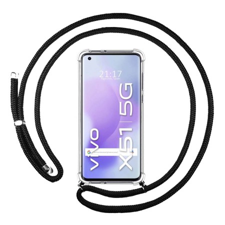 Funda Colgante Transparente para Vivo X51 5G con Cordon Negro