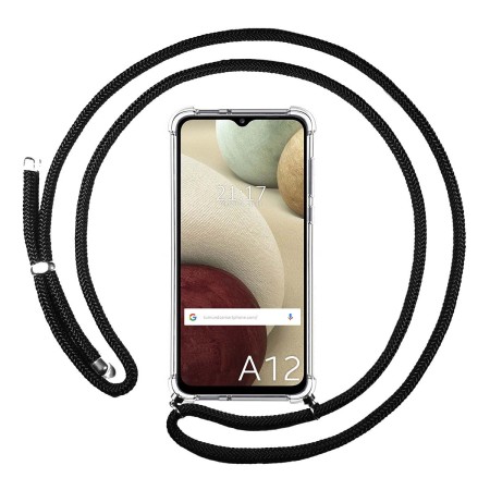 Funda Colgante Transparente para Samsung Galaxy A12 / M12 con Cordon Negro