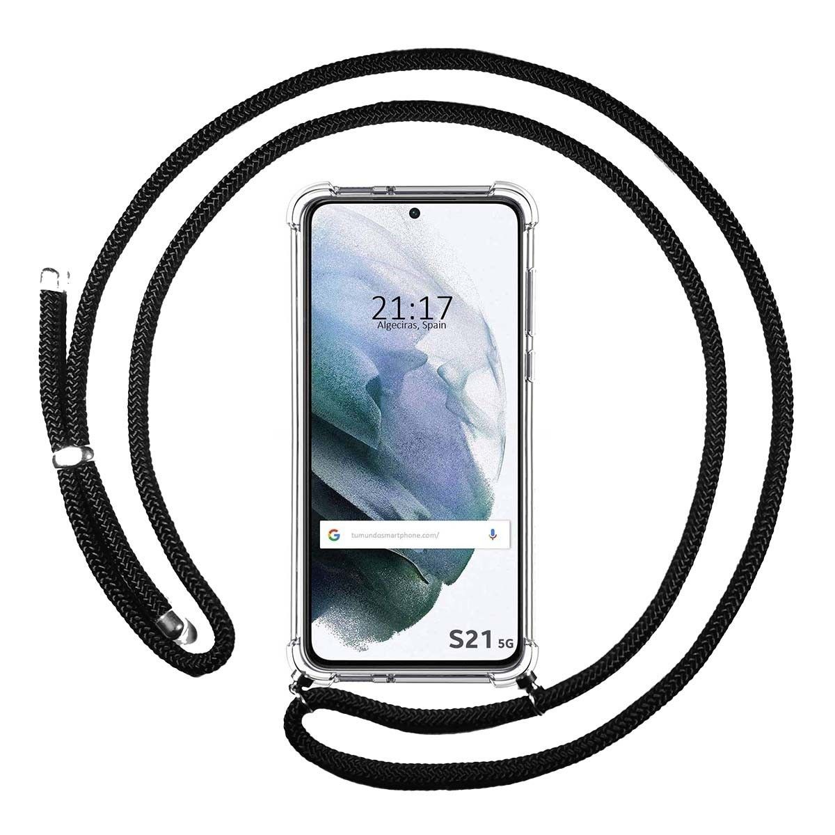 Funda Colgante Transparente para Samsung Galaxy S21 5G con Cordon Negro