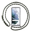 Funda Colgante Transparente para Samsung Galaxy S21 5G con Cordon Verde / Dorado