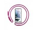 Funda Colgante Transparente para Samsung Galaxy S21 5G con Cordon Rosa Fucsia