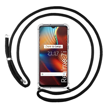 Funda Colgante Transparente para Realme 7i / Narzo 30A con Cordon Negro