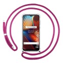 Funda Colgante Transparente para Realme 7i / Narzo 30A con Cordon Rosa Fucsia