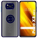 Funda Mate con Borde Azul y Anillo Giratorio 360 para Xiaomi POCO X3 NFC / X3 PRO